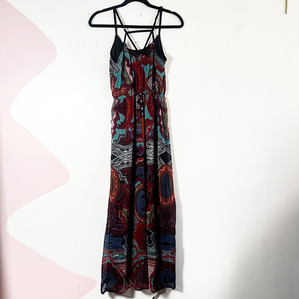 Angie Maxi Dress Womens Small Boho Geometric Bohemian Summer Beach Festival